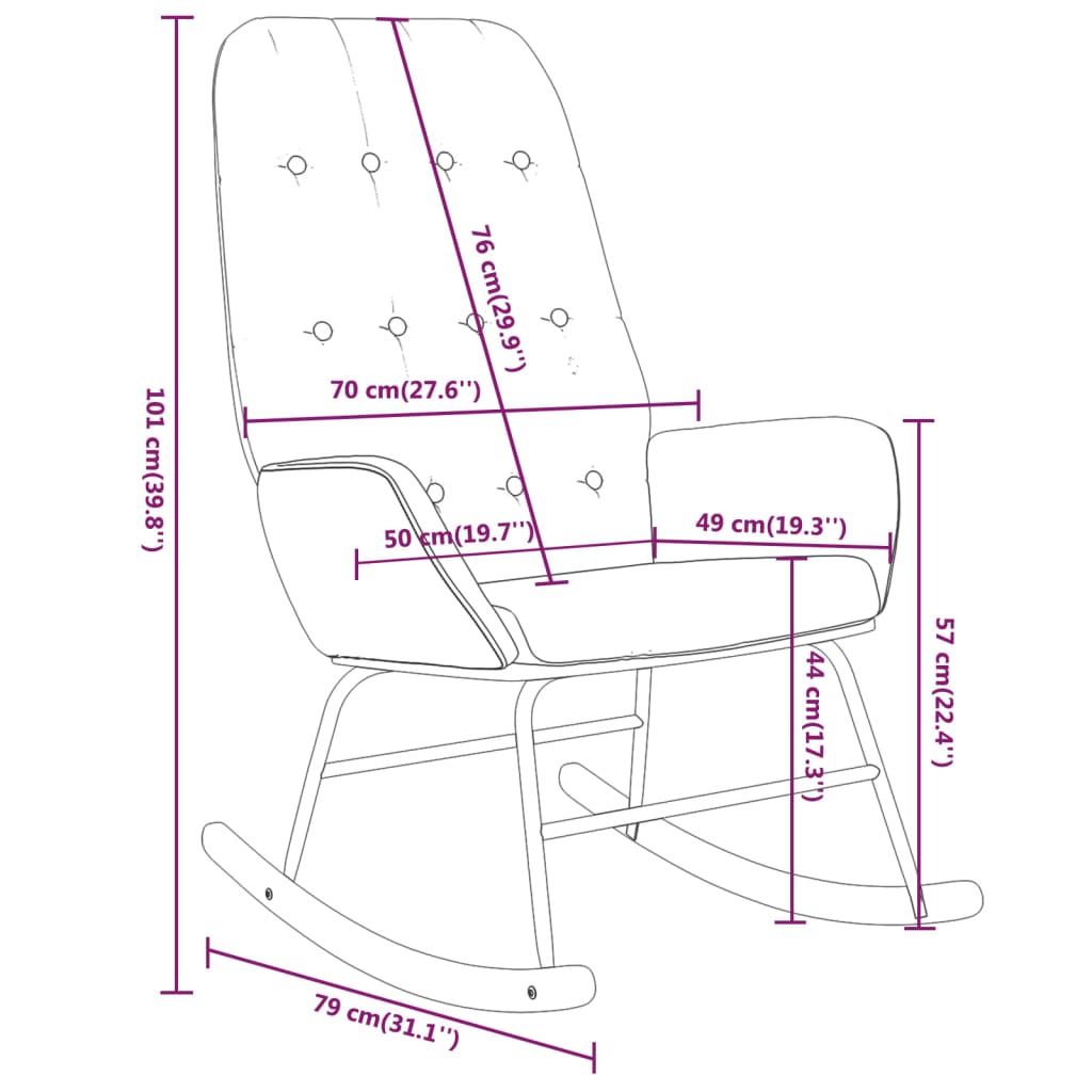 vidaXL Chaise à bascule Gris foncé Tissu