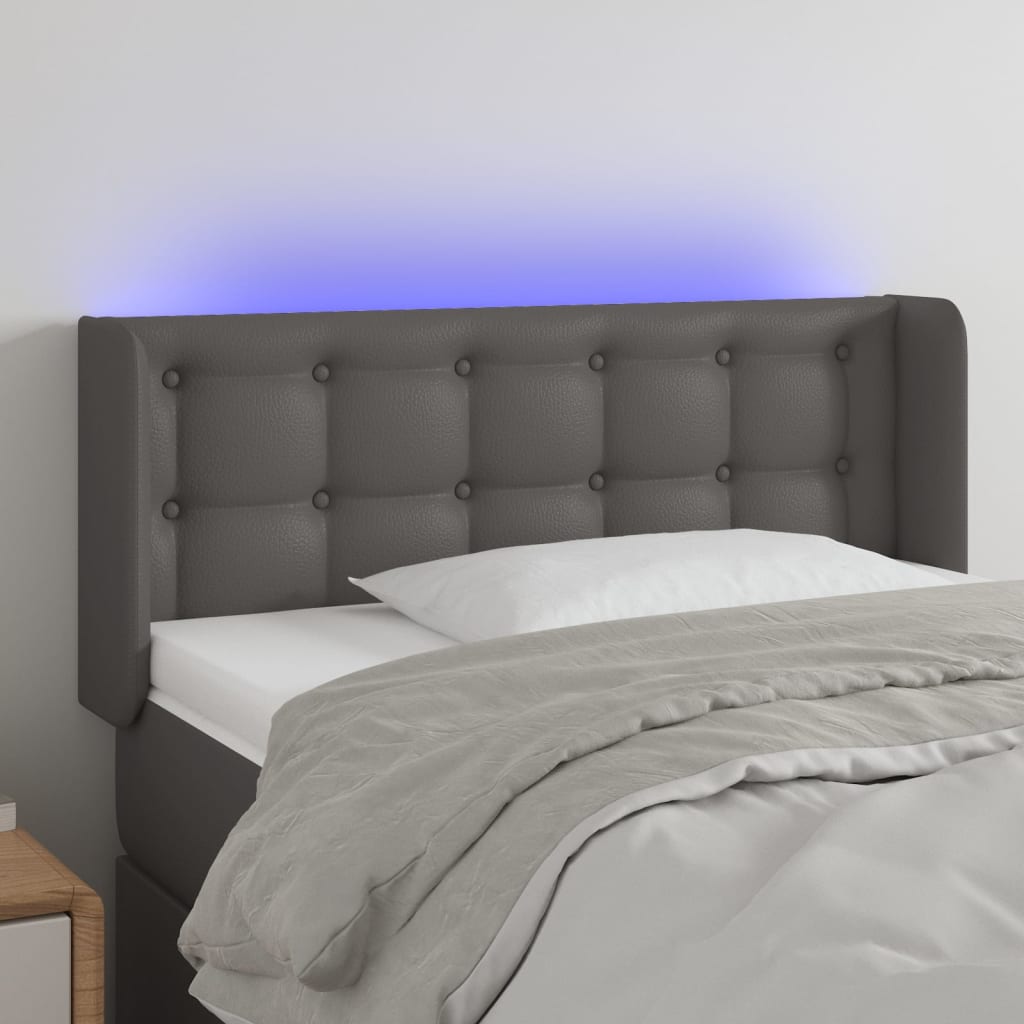 vidaXL Tête de lit à LED Gris 83x16x78/88 cm Similicuir