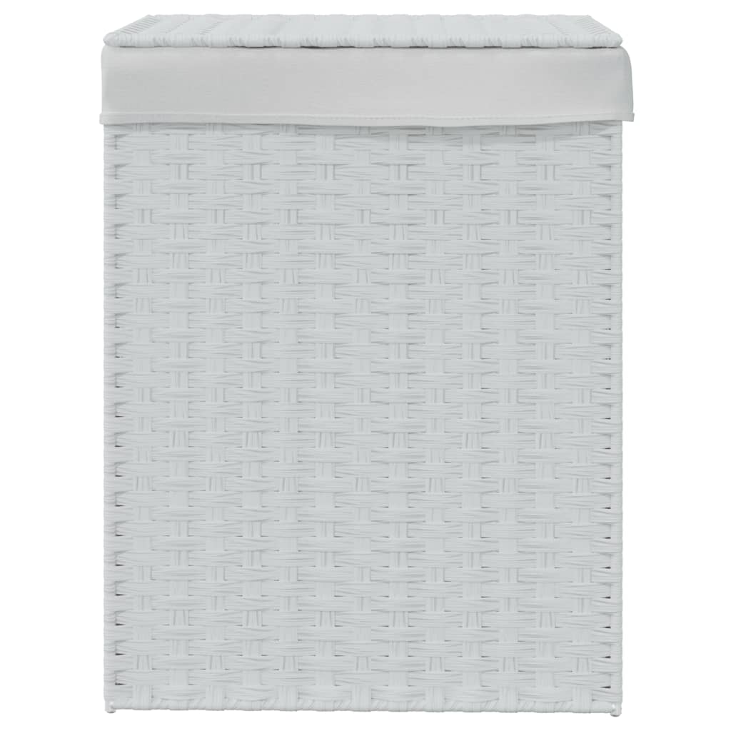 vidaXL Panier à linge avec couvercle blanc 46x33x60 cm résine tressée