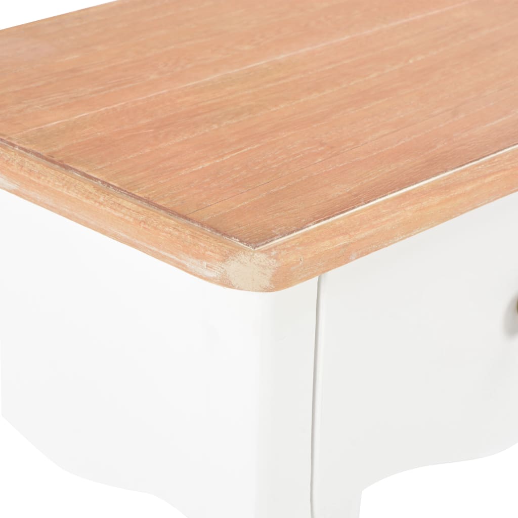 vidaXL Table de chevet Blanc et marron 40x30x50 cm Bois de pin massif