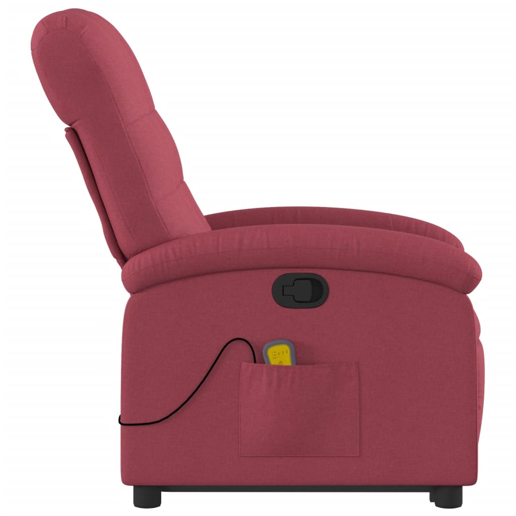 vidaXL Fauteuil inclinable de massage Rouge bordeaux Tissu