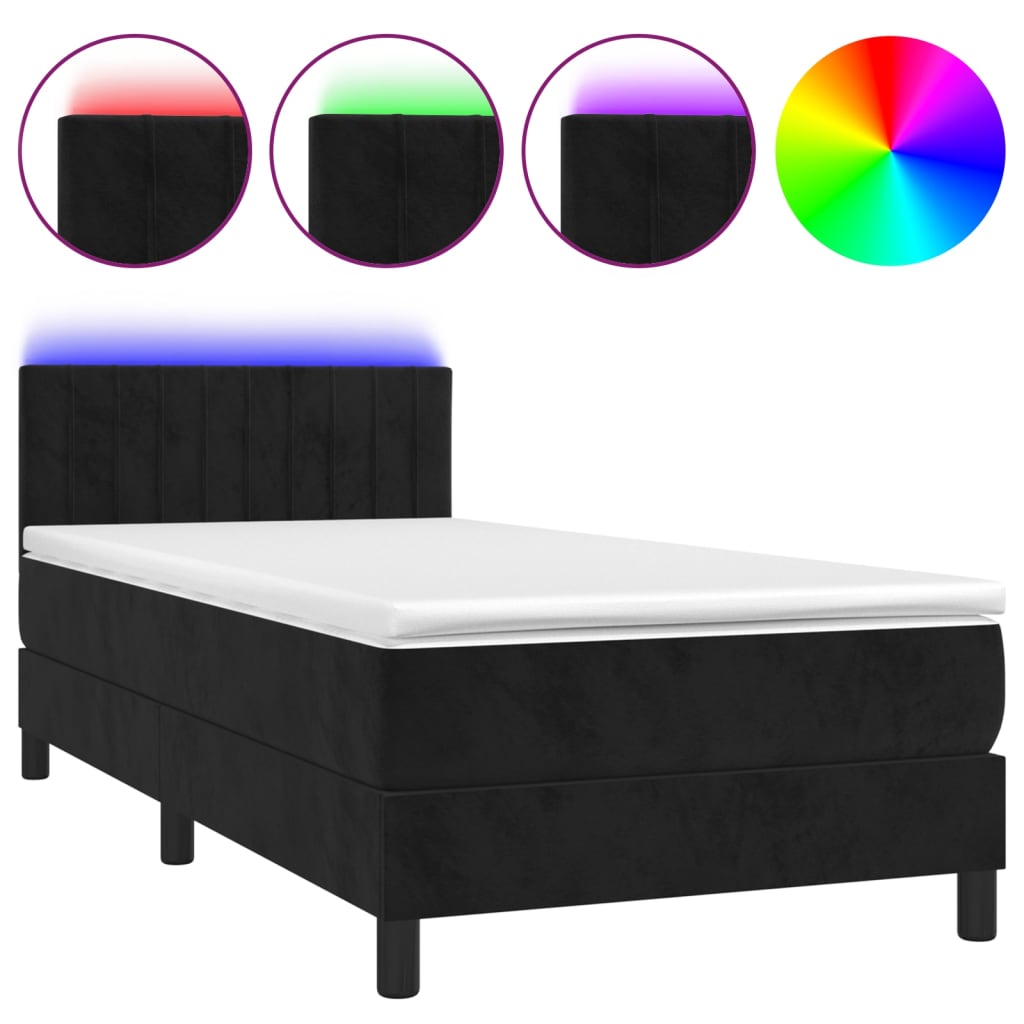 vidaXL Sommier à lattes de lit avec matelas et LED Noir 80x200cm