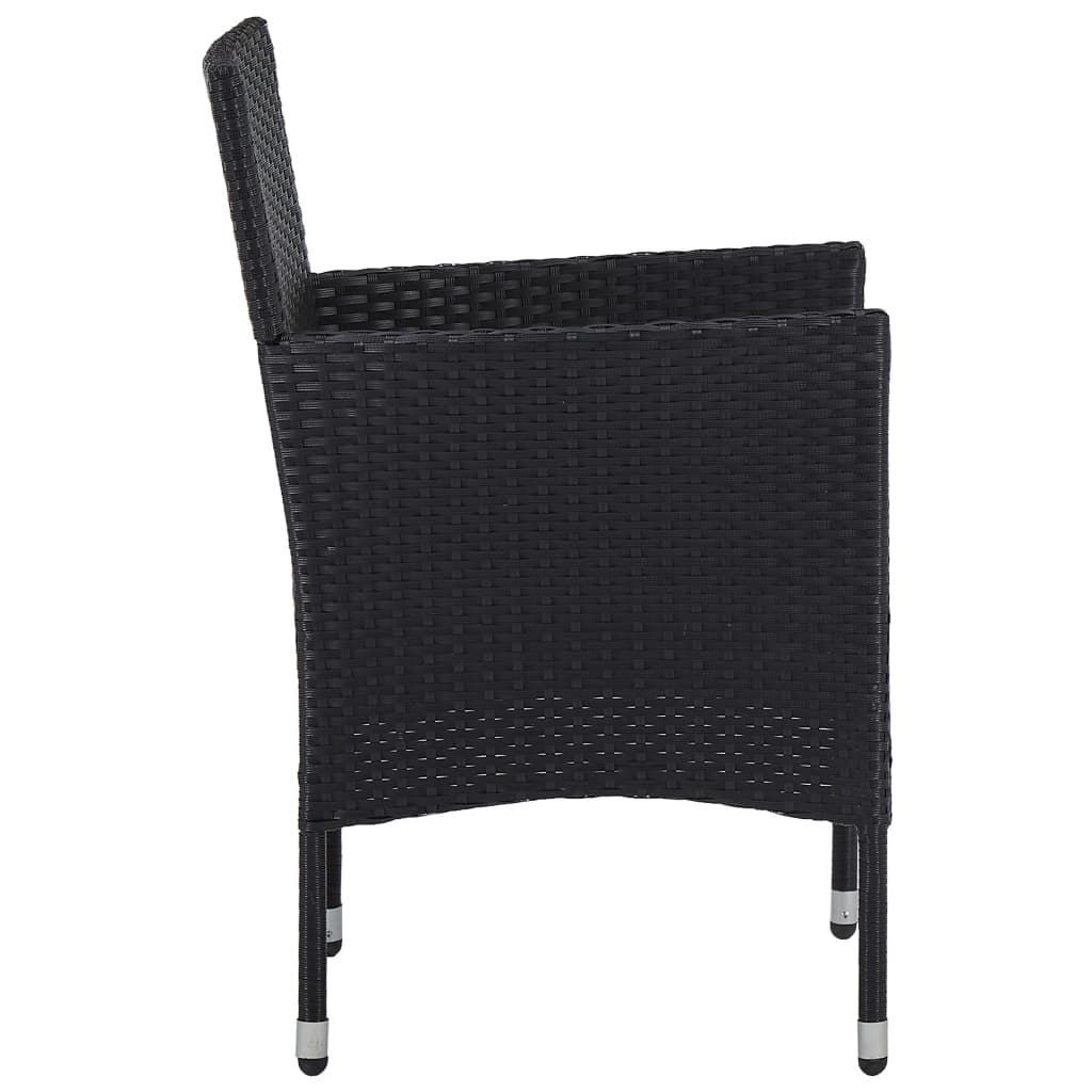 vidaXL Ensemble à manger de jardin 5 pcs Noir Résine tressée et acacia