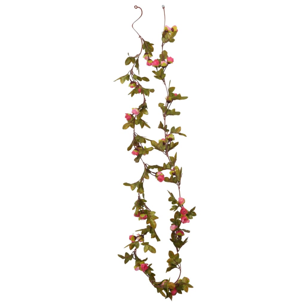 vidaXL Guirlandes de fleurs de Noël 6 pcs rose 215 cm