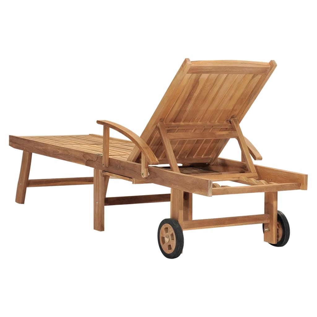 vidaXL Chaise longue avec table Bois de teck solide