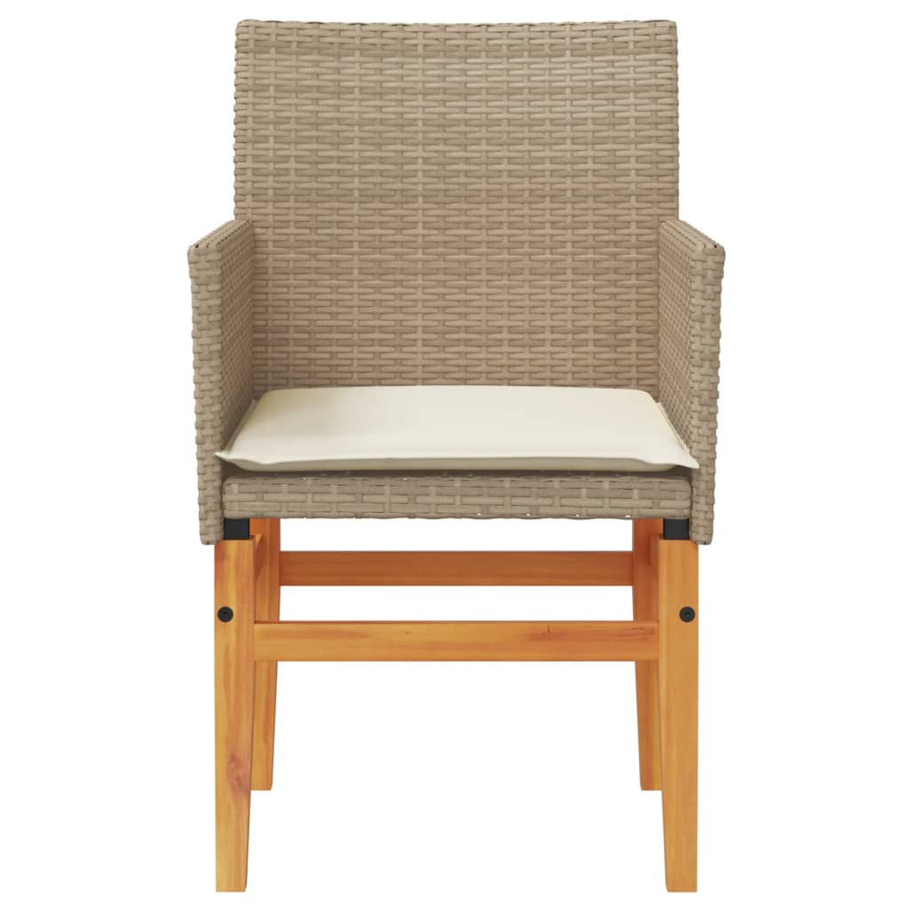 vidaXL Chaises de jardin coussins lot de 2 beige résine tressée bois