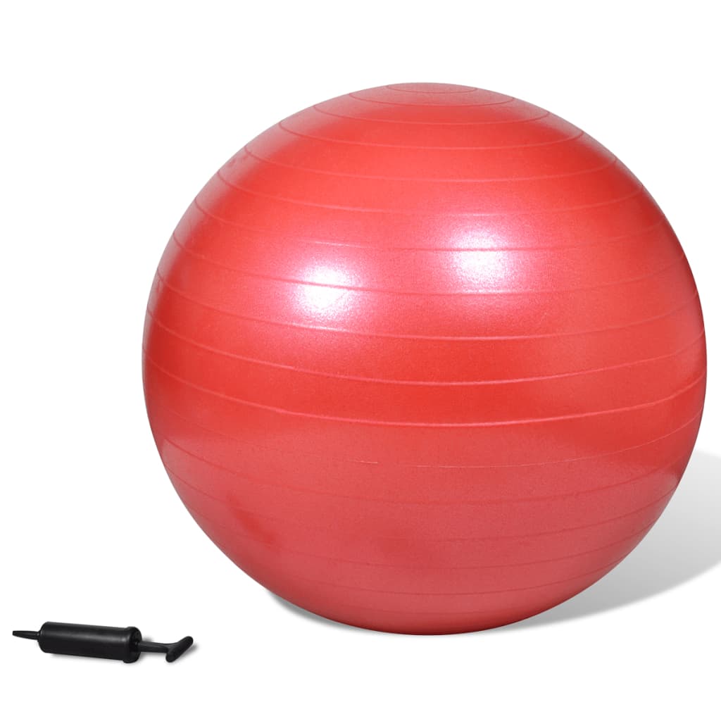 Ballon de gymnastique avec pompe en rouge 75 cm