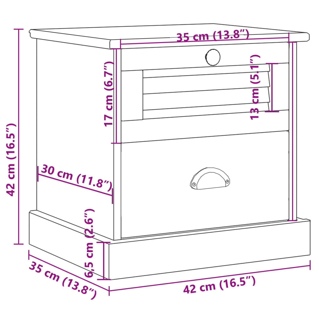 vidaXL Table de chevet VIGO 42x35x42 cm bois de pin massif