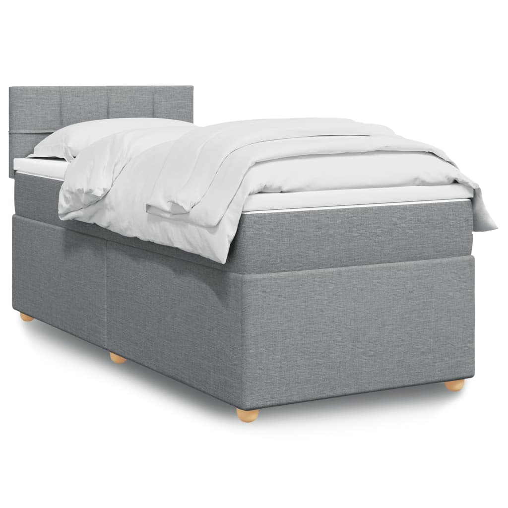 vidaXL Sommier à lattes de lit avec matelas Gris clair 90x200 cm Tissu