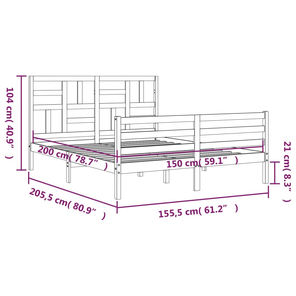 vidaXL Cadre de lit sans matelas blanc bois de pin massif