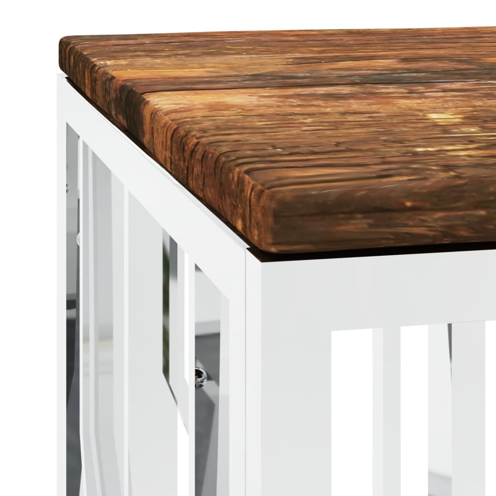 vidaXL Table basse acier inoxydable et bois massif de récupération