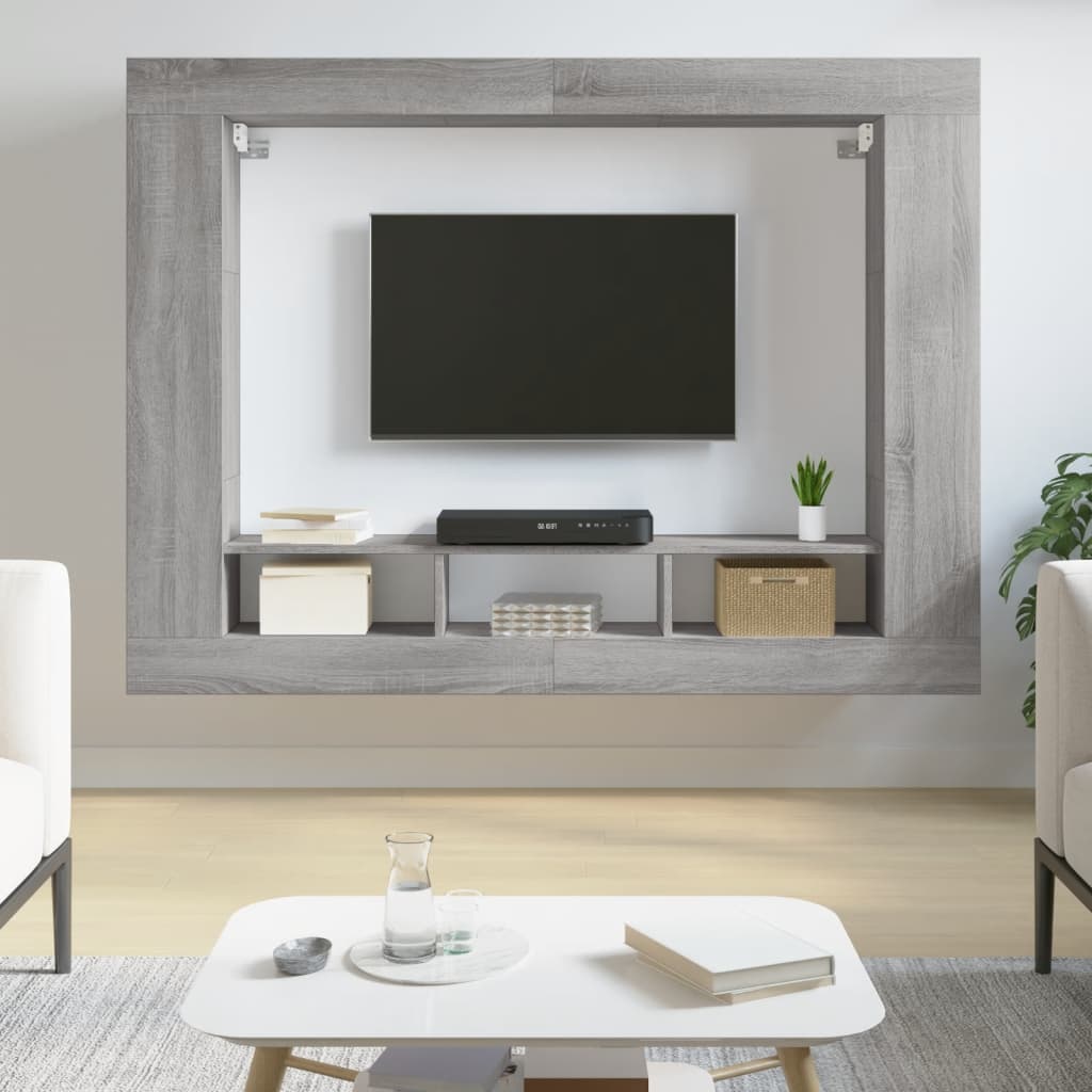 vidaXL Meuble TV sonoma gris 152x22x113 cm bois d'ingénierie