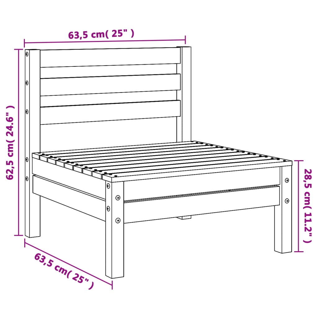 vidaXL Canapés de jardin sans accoudoirs 4 pcs bois pin imprégné