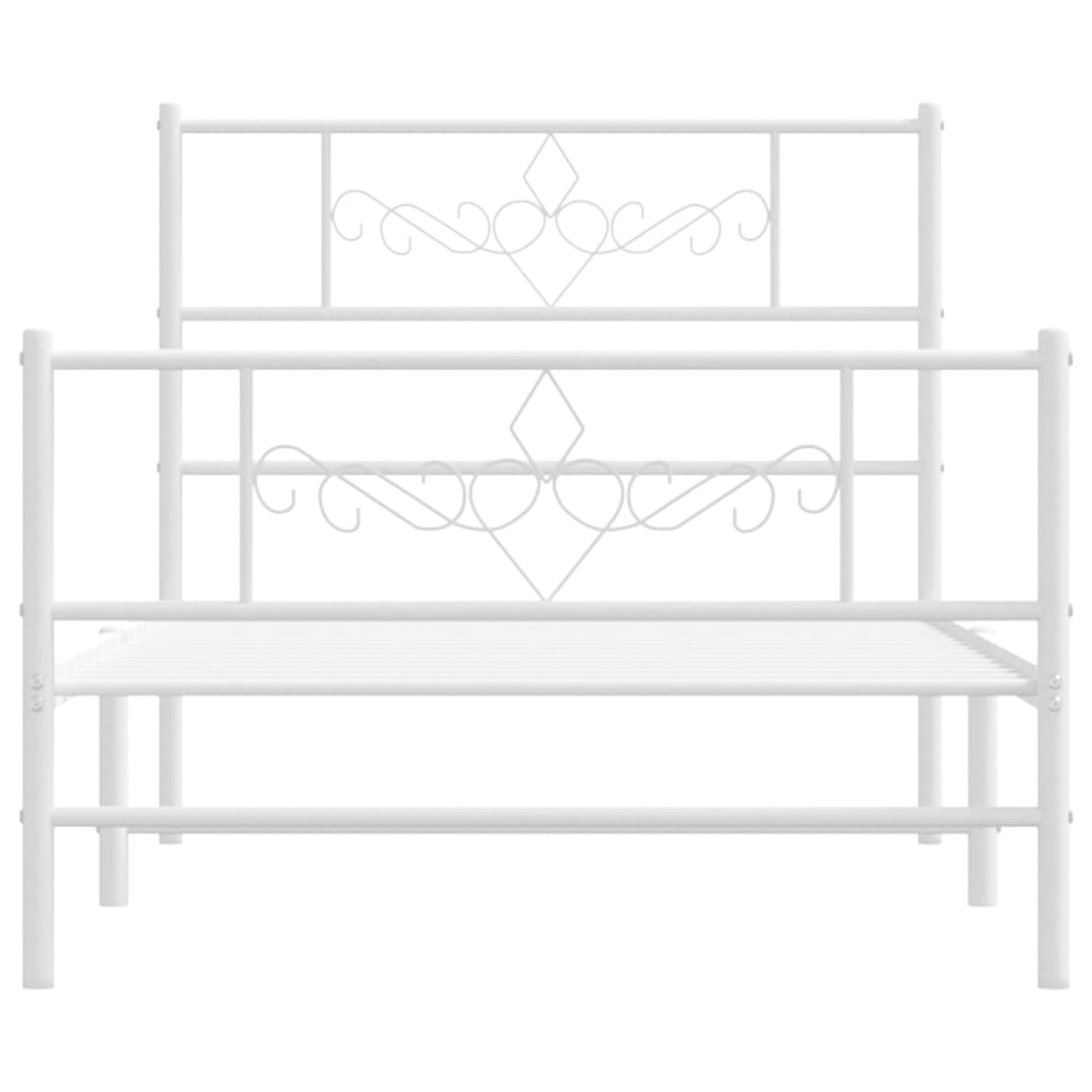 vidaXL Cadre de lit métal sans matelas avec pied de lit blanc 75x190cm