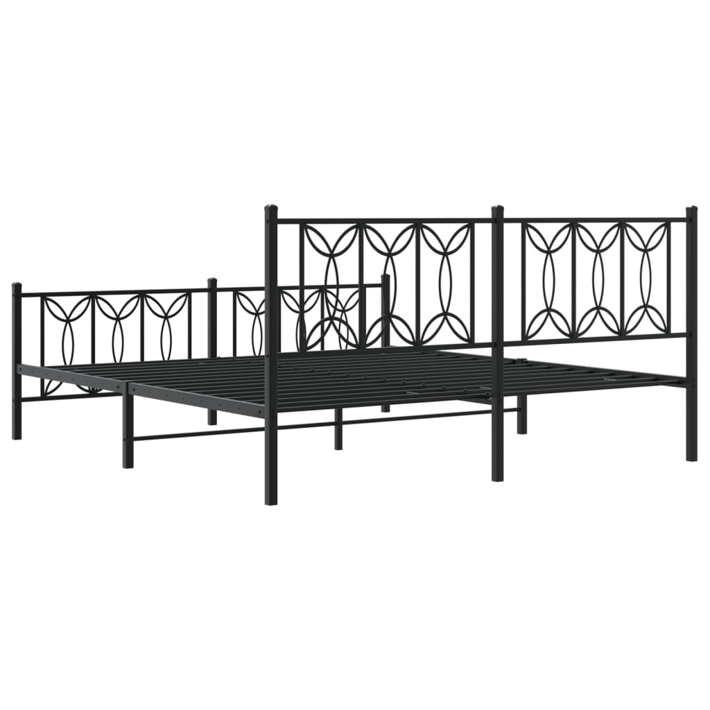 vidaXL Cadre de lit métal sans matelas avec pied de lit noir 183x213cm