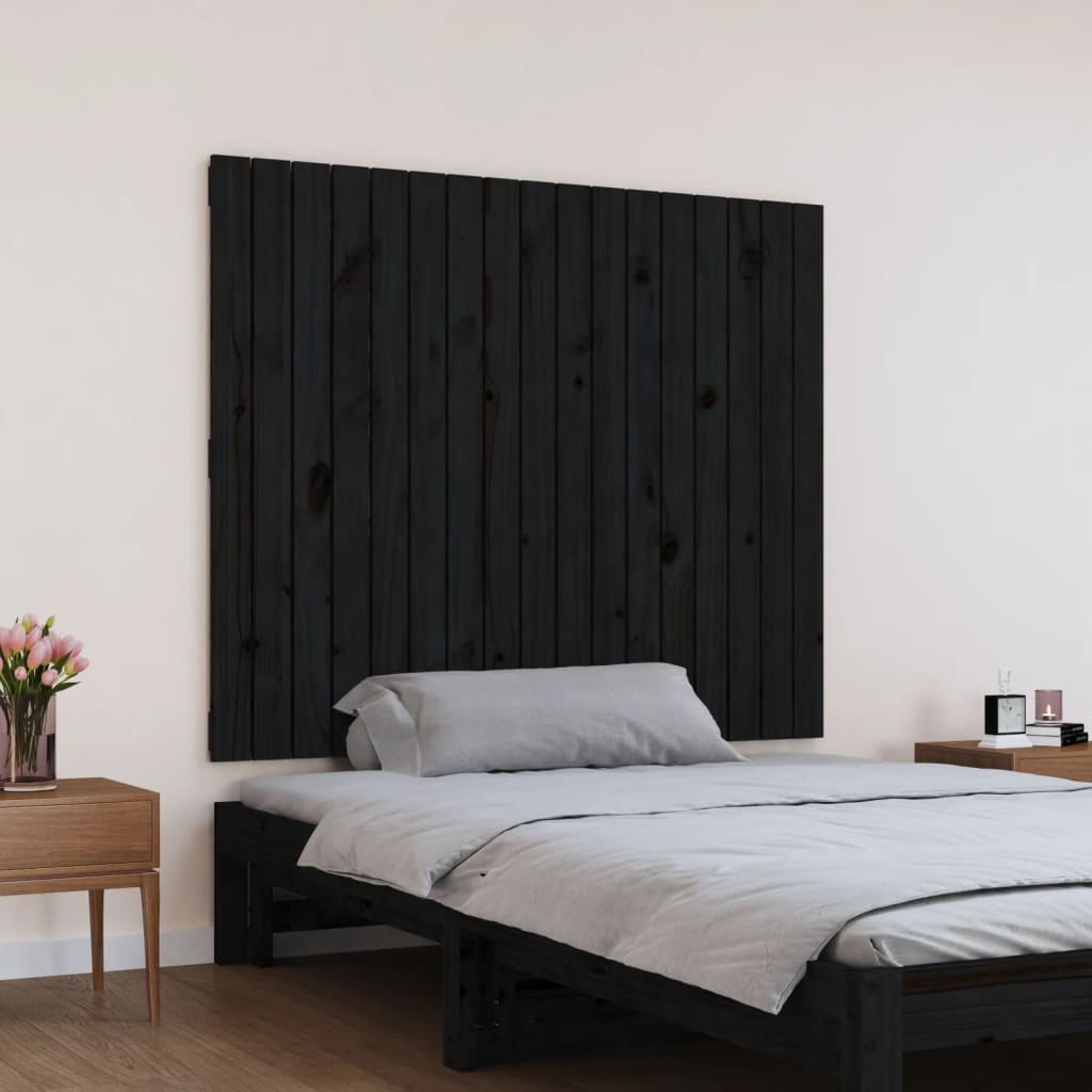 vidaXL Tête de lit murale Noir 108x3x90 cm Bois massif de pin