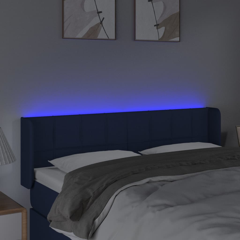 vidaXL Tête de lit à LED Bleu 147x16x78/88 cm Tissu