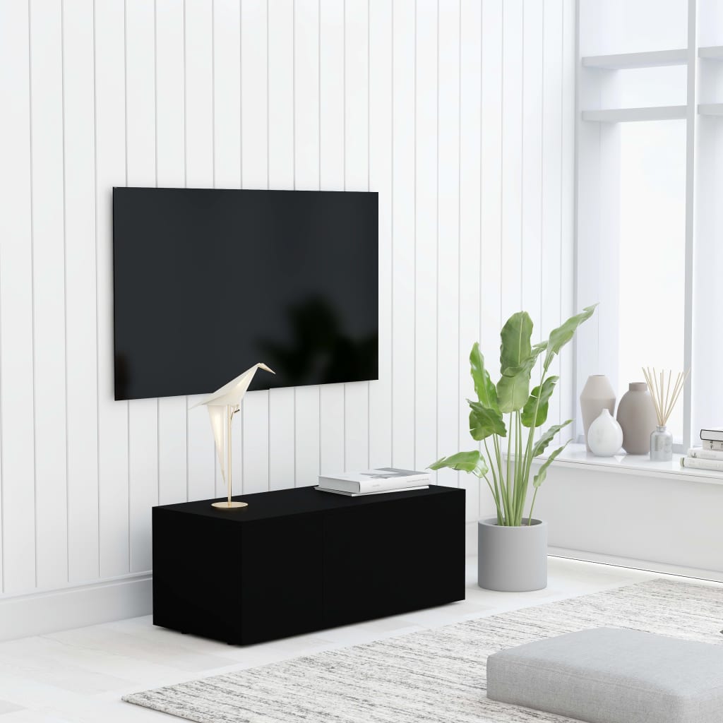 vidaXL Meuble TV Noir 80x34x30 cm Aggloméré