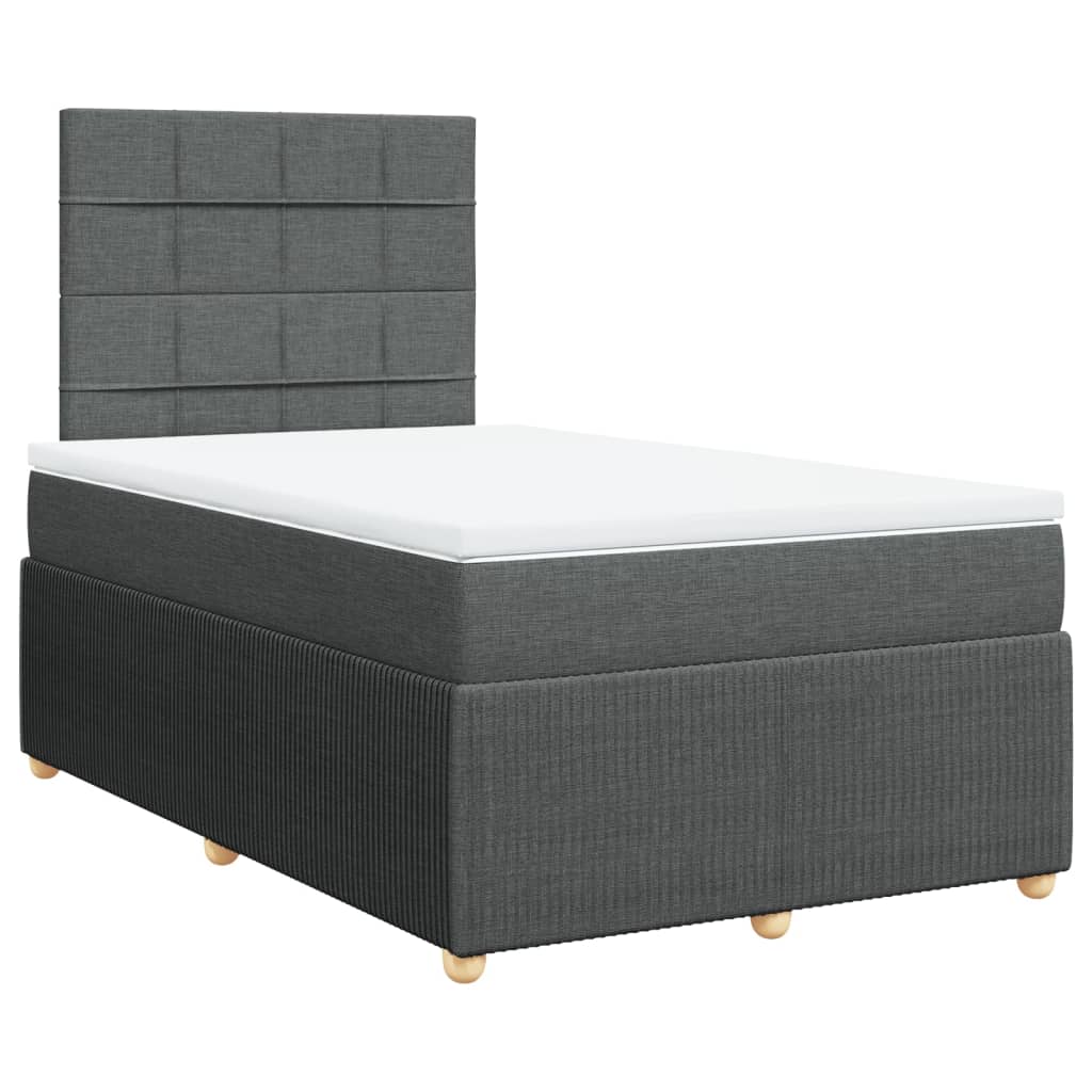 vidaXL Sommier à lattes de lit avec matelas gris foncé 120x190cm tissu