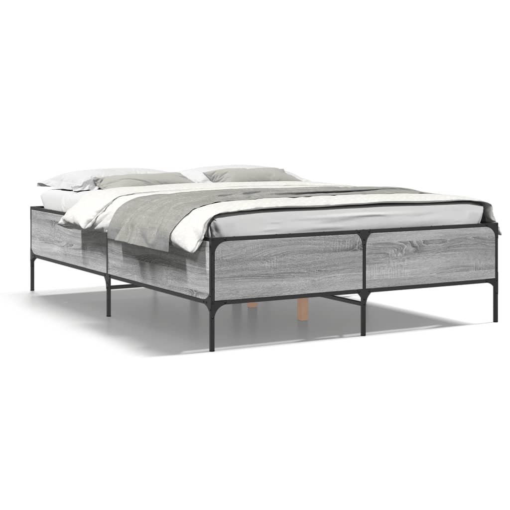 vidaXL Cadre de lit sans matelas sonoma gris 120x200 cm