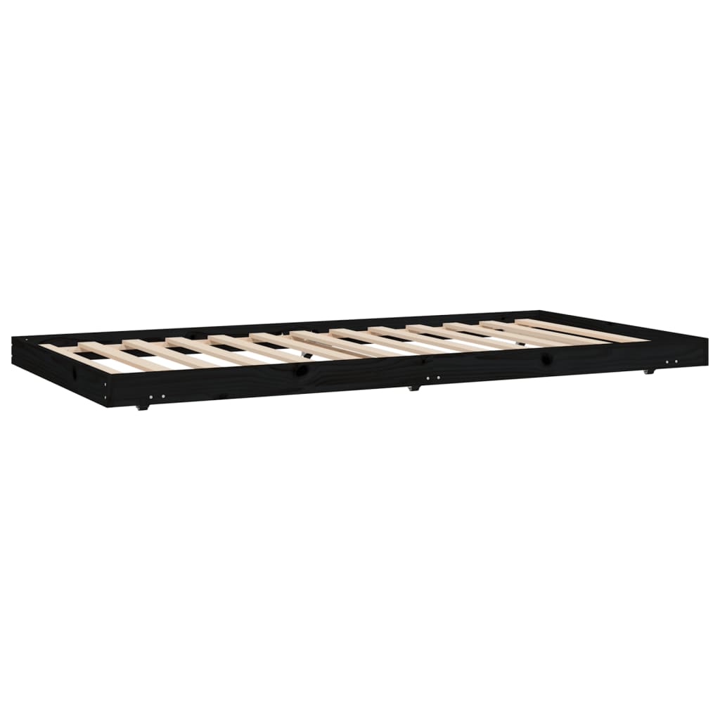 vidaXL Cadre de lit sans matelas noir 100x200 cm bois massif de pin