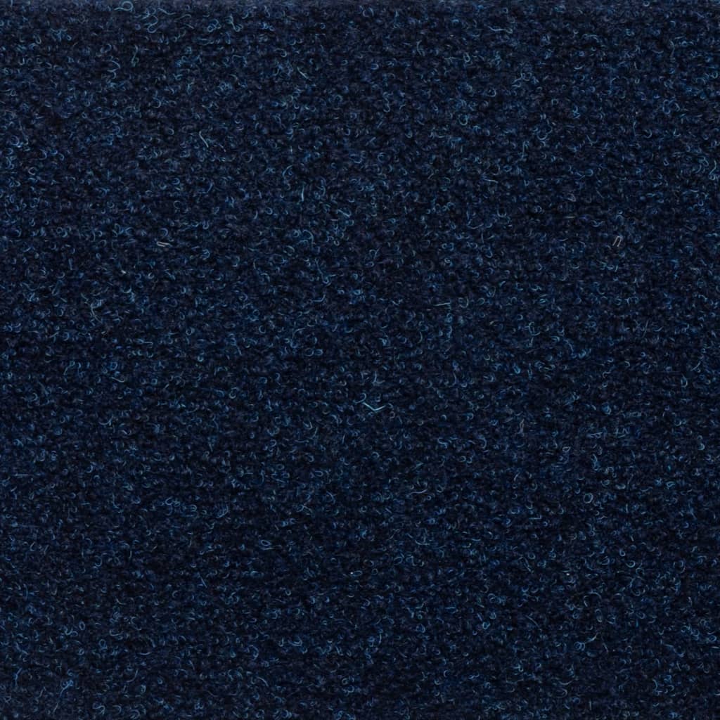 vidaXL Tapis d'escalier 15 pcs Tissu aiguilleté 65x21x4 cm Bleu