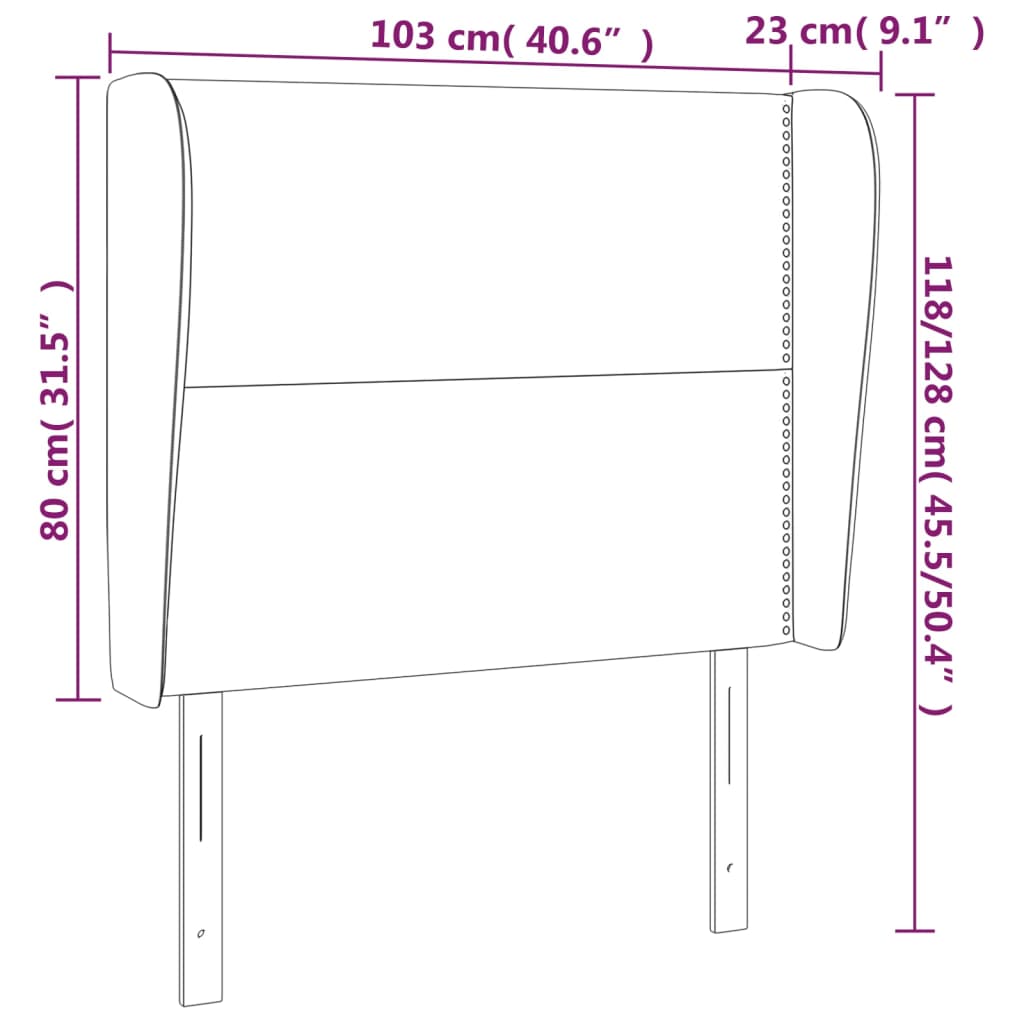 vidaXL Tête de lit avec oreilles Gris foncé 103x23x118/128 cm Tissu