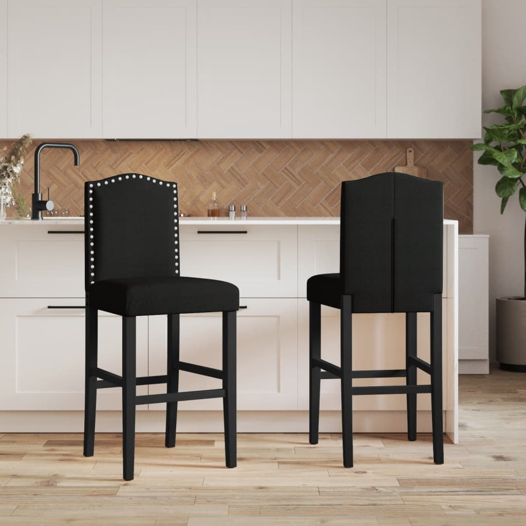 vidaXL Chaises de bar lot de 2 bois massif d'hévéa et tissu