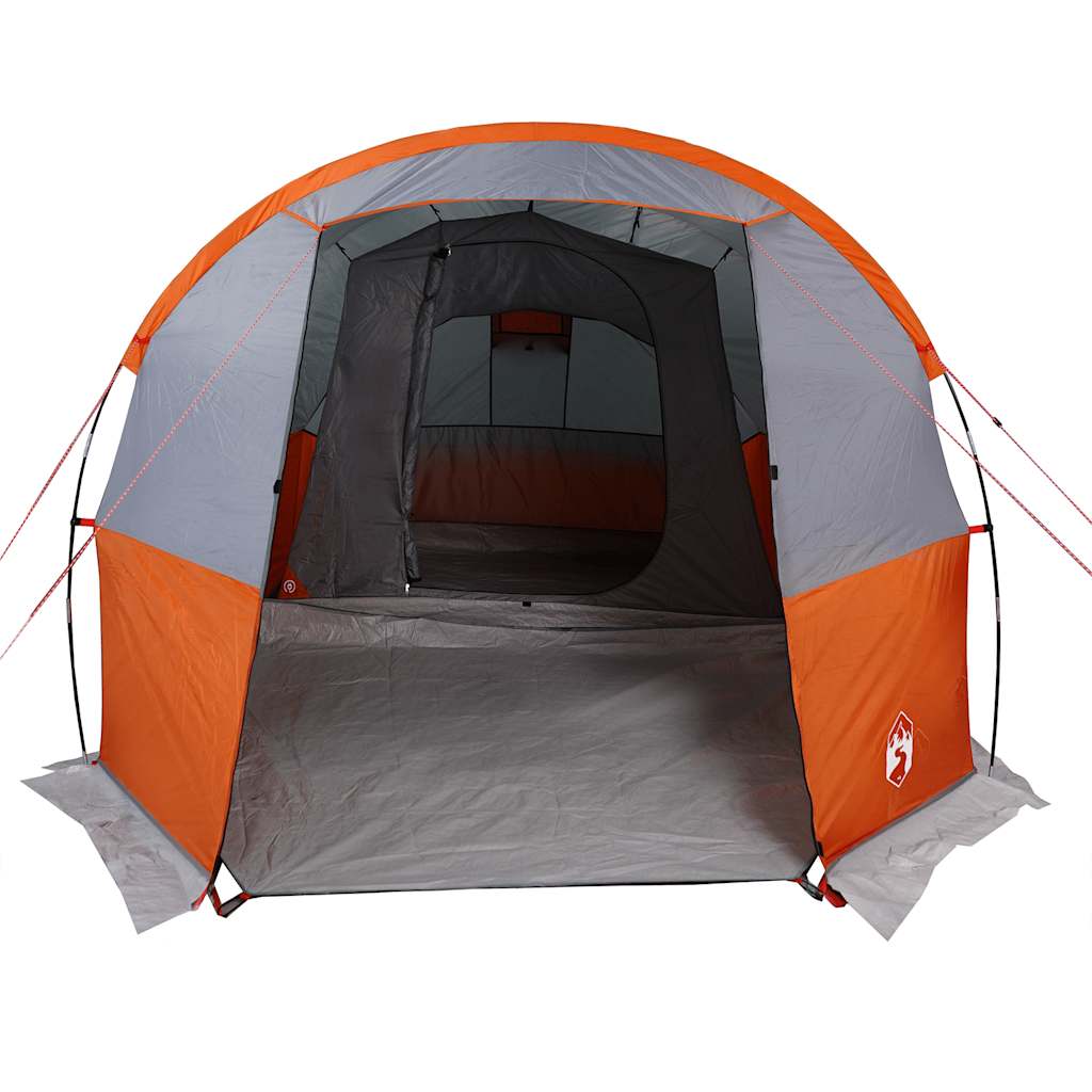 vidaXL Tente de camping tunnel 4 personnes gris et orange imperméable