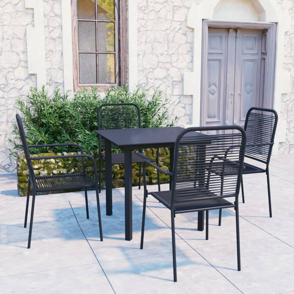 vidaXL Ensemble à manger de jardin 5 pcs noir verre et acier