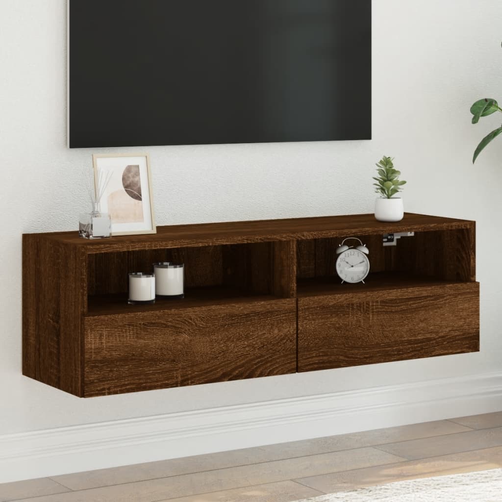 vidaXL Meuble TV mural chêne marron 100x30x30 cm bois d'ingénierie