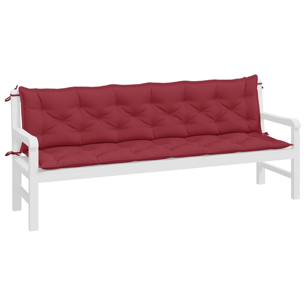 vidaXL Coussins de banc de jardin lot de 2 rouge bordeaux tissu Oxford