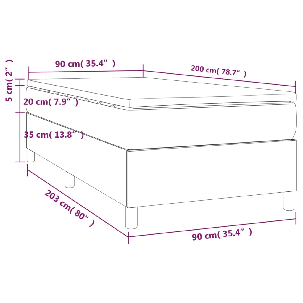 vidaXL Sommier à lattes de lit avec matelas Noir 90x200 cm Similicuir