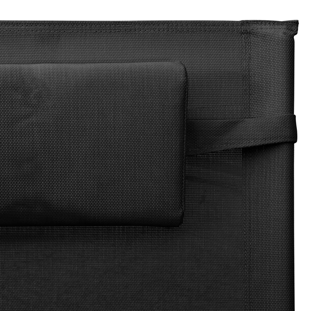 vidaXL Chaises longues 2 pcs Textilène Noir et gris