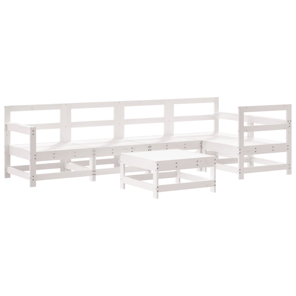 vidaXL Salon de jardin 6 pcs avec coussins blanc bois massif