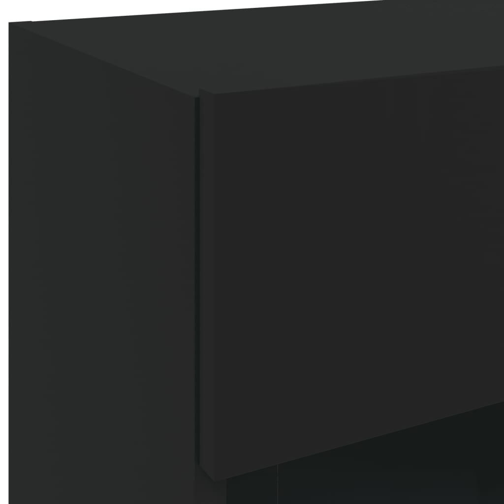 vidaXL Meubles TV muraux avec lumières LED 2 pcs noir 40x30x60,5 cm
