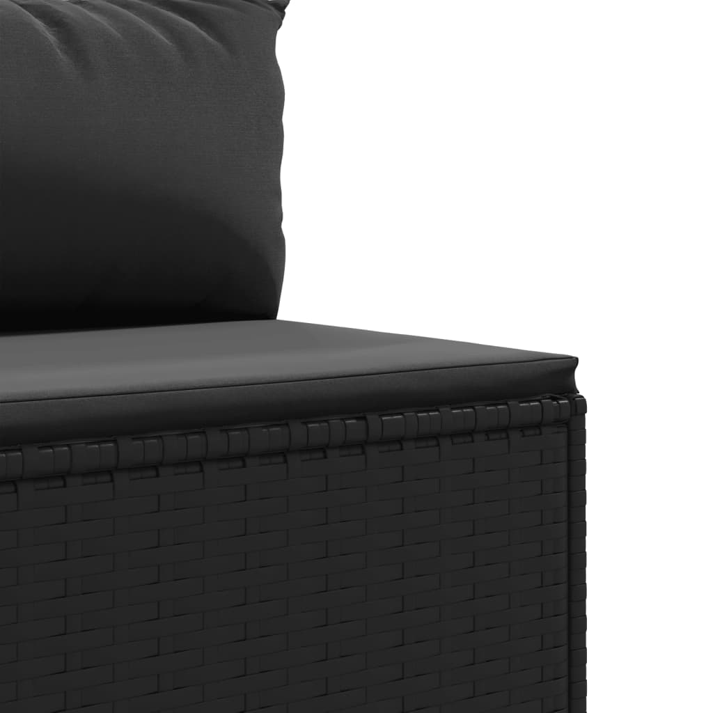 vidaXL Salon de jardin 6 pcs avec coussins noir résine tressée