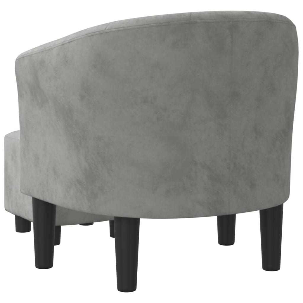 vidaXL Fauteuil avec repose-pied gris clair velours