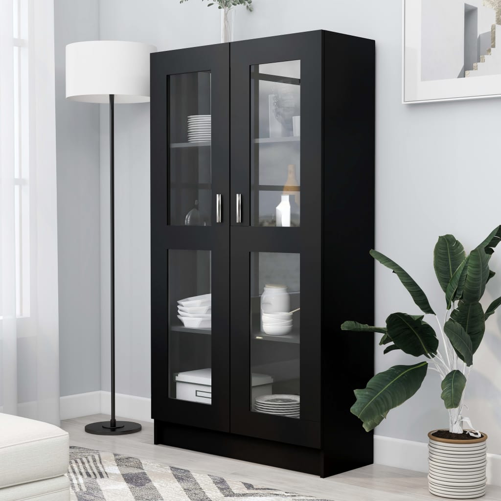 vidaXL Armoire à vitrine Noir 82,5x30,5x150 cm Bois d'ingénierie