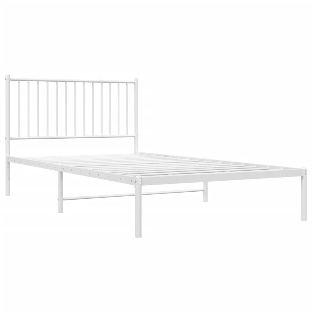 vidaXL Cadre de lit métal sans matelas et tête de lit blanc 107x203 cm