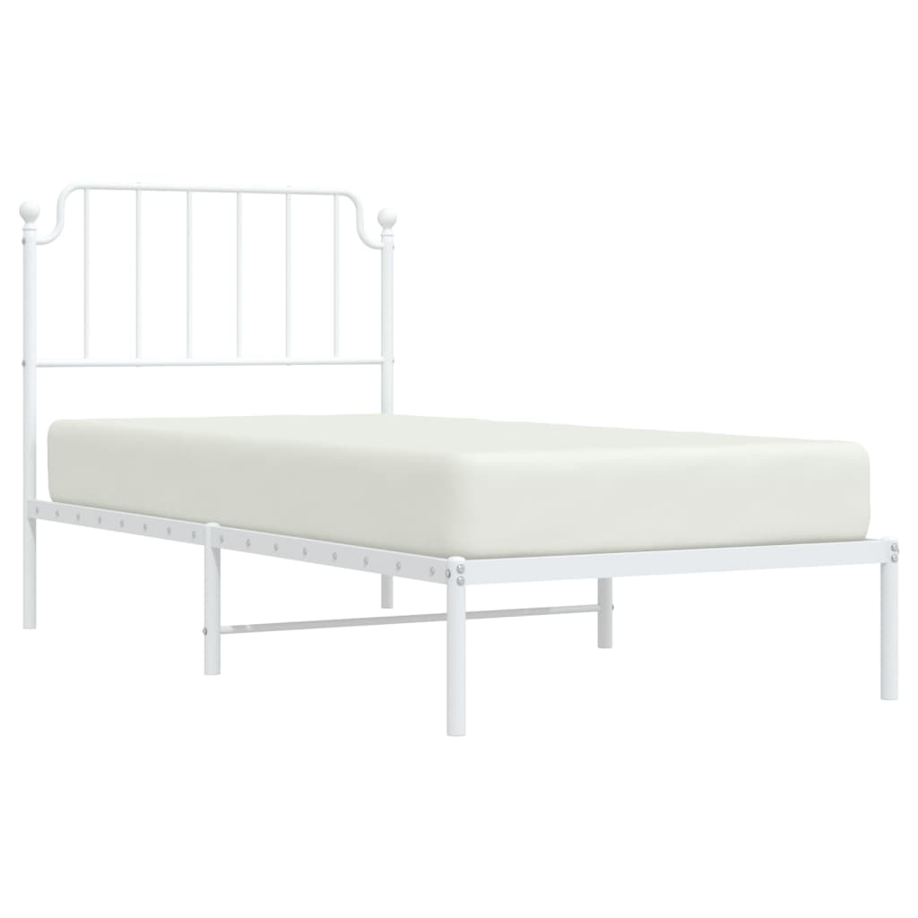 vidaXL Cadre de lit métal sans matelas avec tête de lit blanc 90x200cm