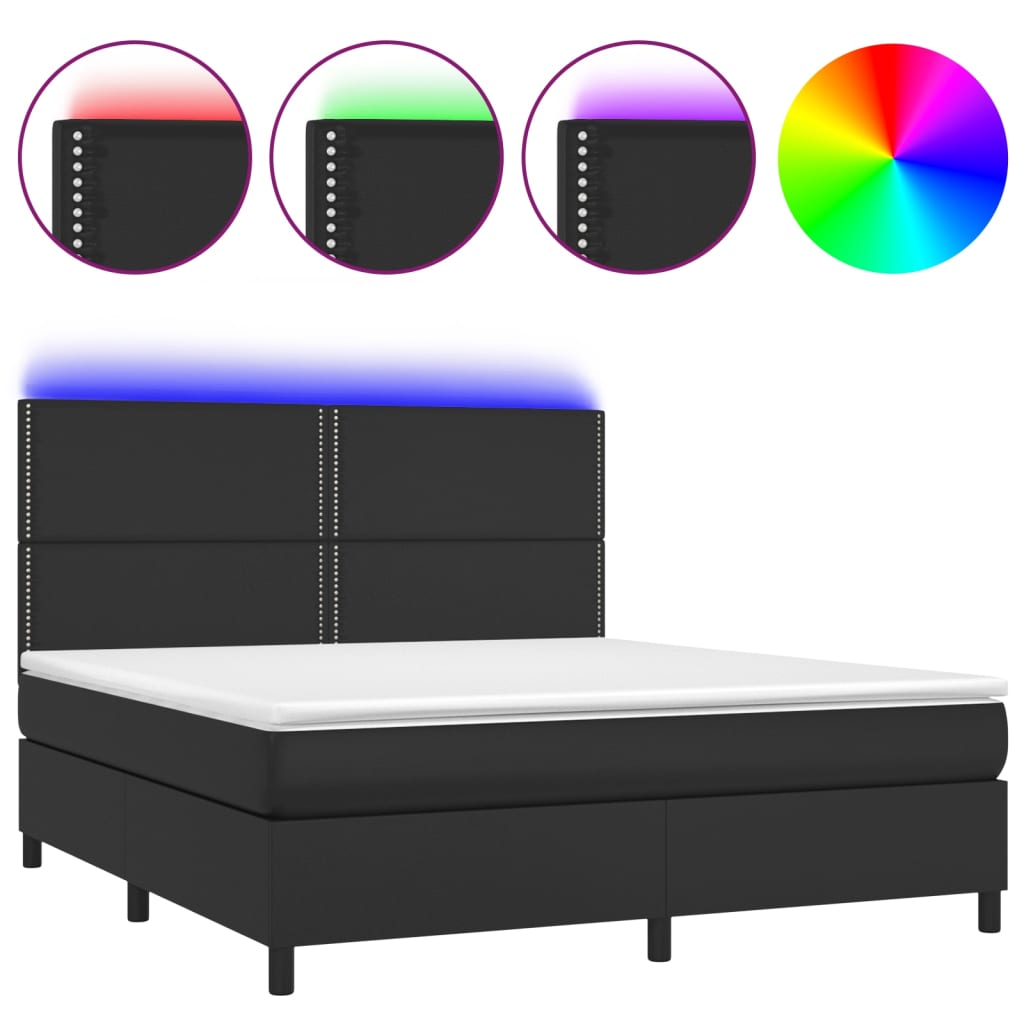 vidaXL Sommier à lattes de lit avec matelas et LED Noir 180x200 cm