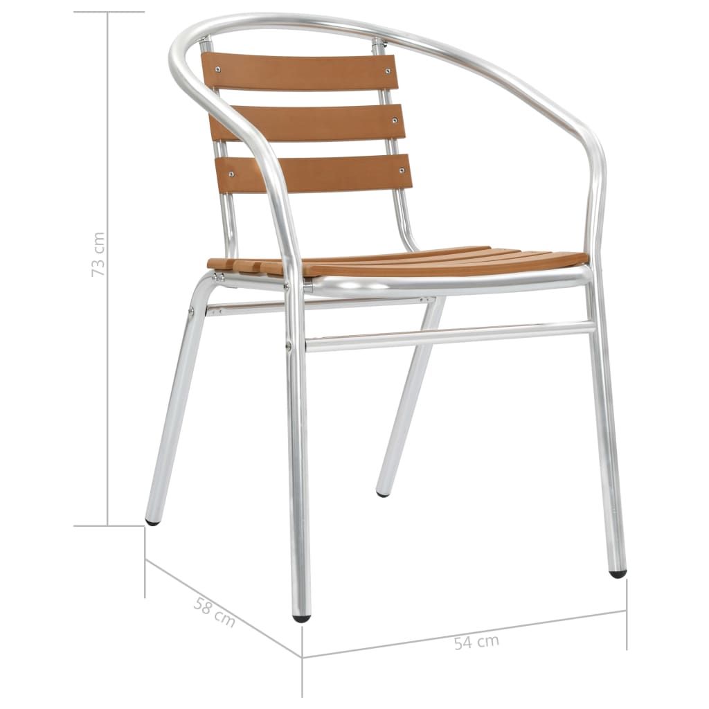 vidaXL Chaises empilables de jardin lot de 4 Aluminium et WPC Argenté