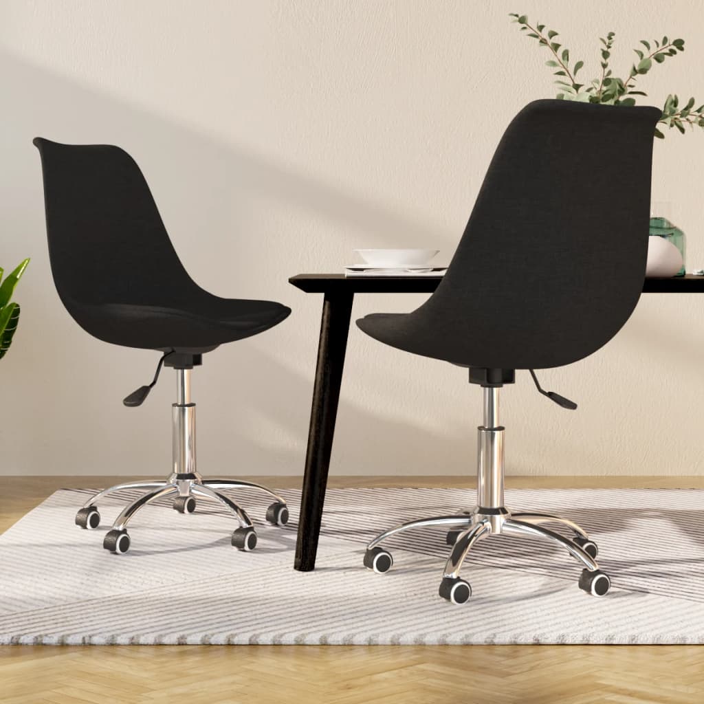 vidaXL Chaises pivotantes à manger lot de 2 Noir Tissu