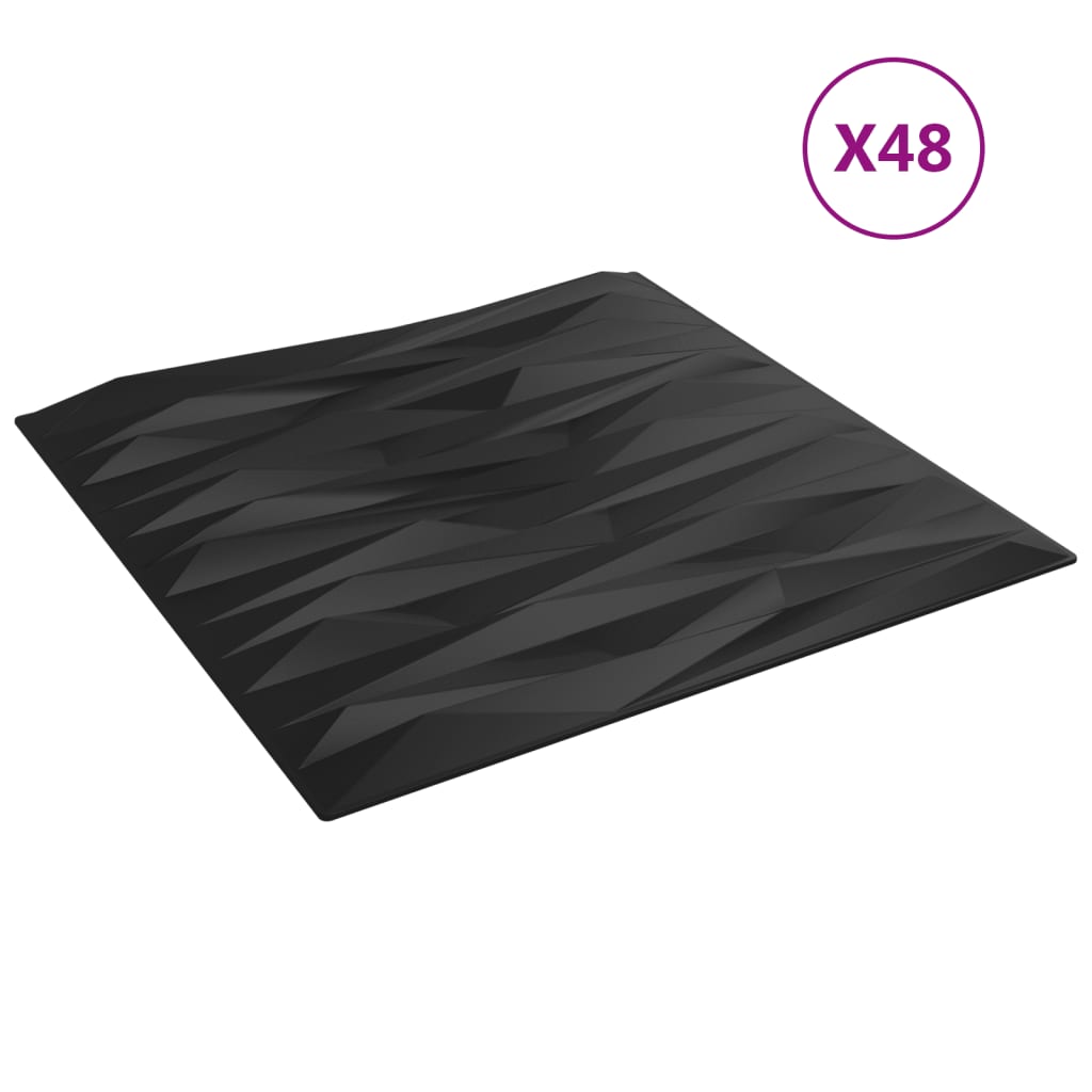 vidaXL Panneaux muraux 48 pcs noir 50x50 cm XPS 12 m² pierre