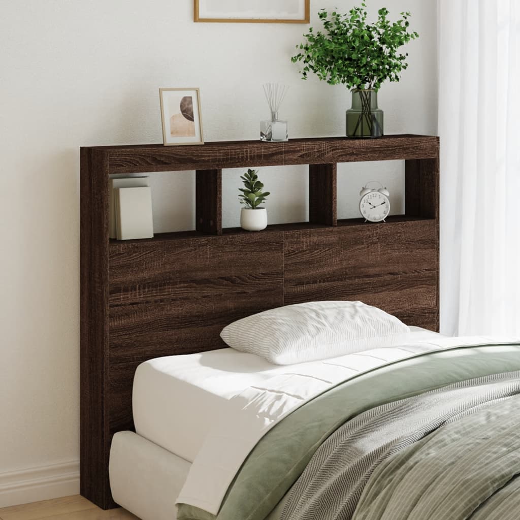 vidaXL Armoire tête de lit avec LED chêne marron 120x17x102 cm