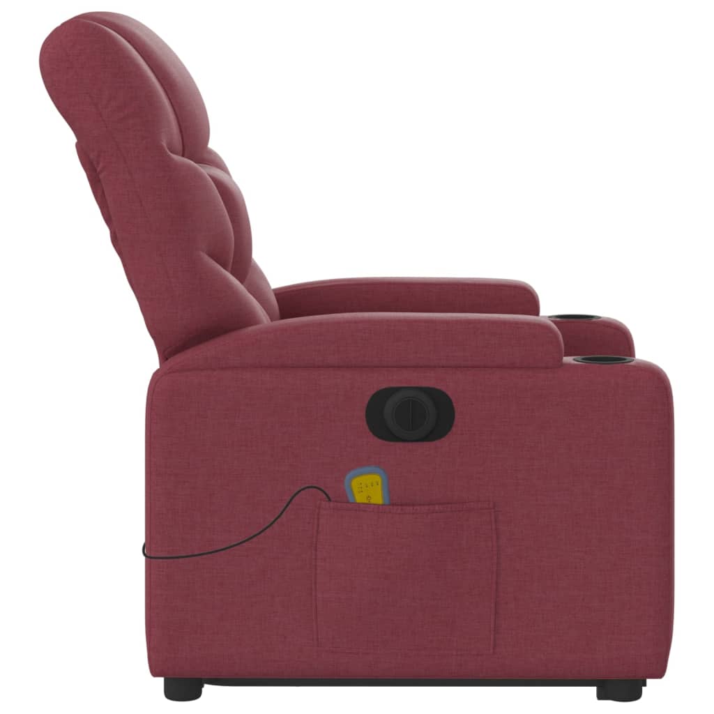 vidaXL Fauteuil inclinable de massage électrique Rouge bordeaux Tissu