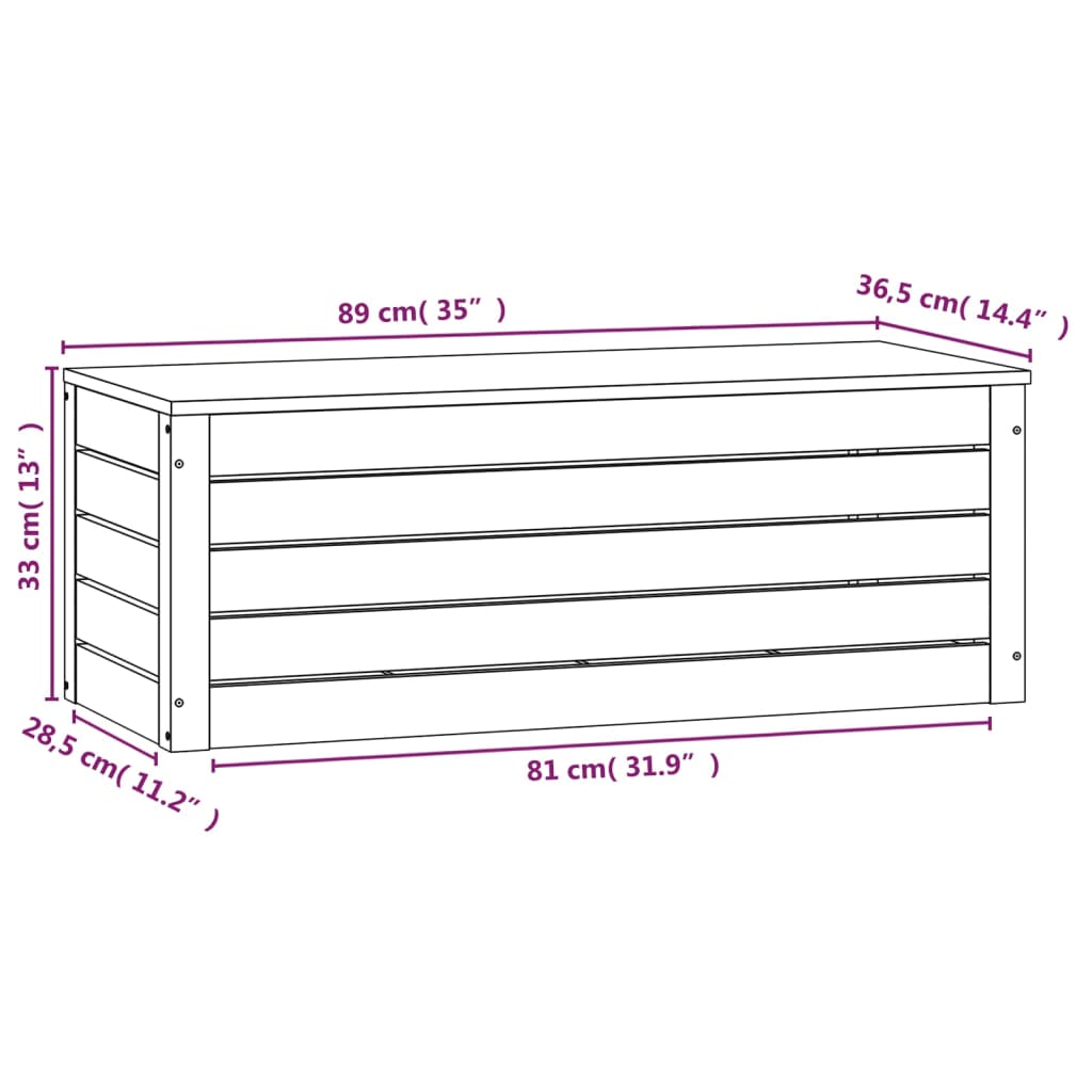 vidaXL Boîte de rangement 89x36,5x33 cm Bois massif de pin