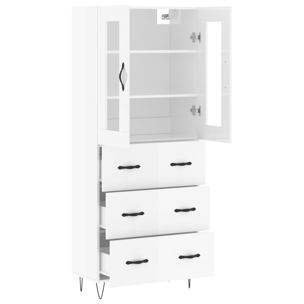 vidaXL Buffet haut Blanc brillant 69,5x34x180 cm Bois d'ingénierie