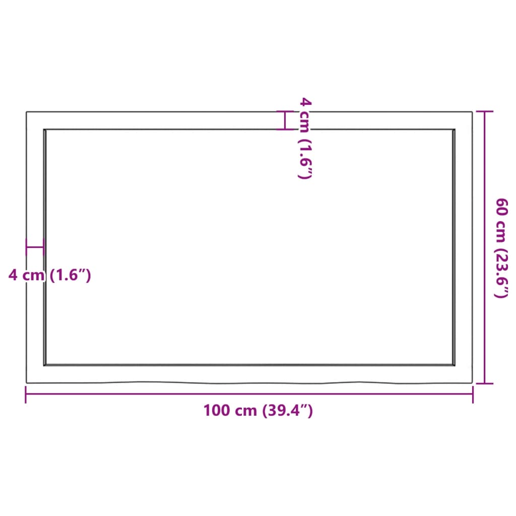 vidaXL Dessus de table 100x60x(2-6) cm bois de chêne massif non traité